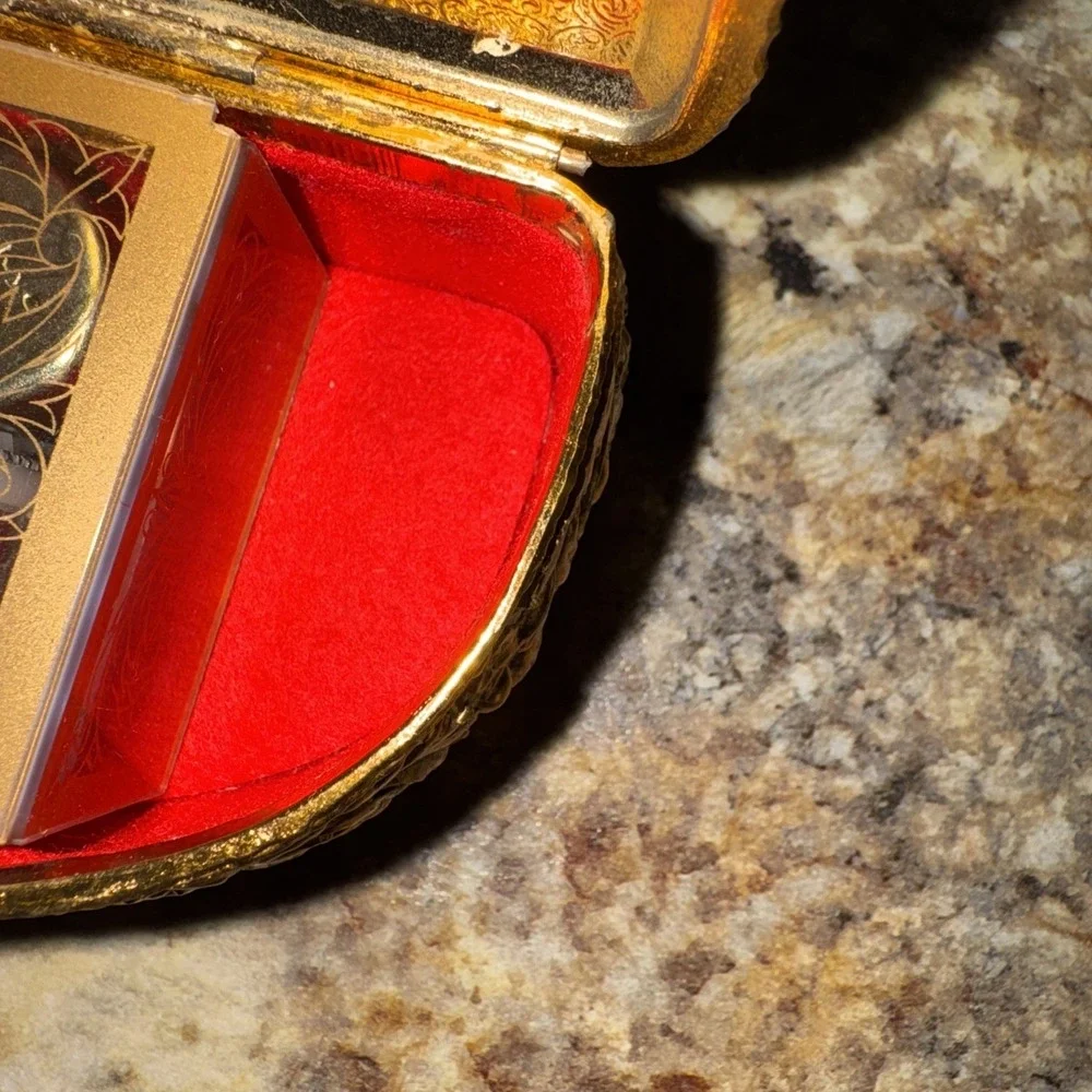 Piano Music Trinket Box Vintage Floral Gold tone Japan Works!